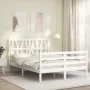 White solid wood bed frame with headboard 120x200 cm by vidaXL, Beds and slatted bases - Ref: Foro24-3194372, Price: 137,65 €...