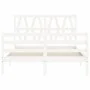 White solid wood bed frame with headboard 120x200 cm by vidaXL, Beds and slatted bases - Ref: Foro24-3194372, Price: 137,65 €...
