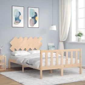Bettgestell mit Massivholzkopfteil 120x200 cm von vidaXL, Betten und Lattenroste - Ref: Foro24-3193461, Preis: 114,71 €, Raba...