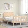 Bed frame with solid wood headboard 120x200 cm by vidaXL, Beds and slatted bases - Ref: Foro24-3193461, Price: 114,71 €, Disc...