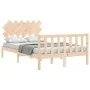 Bed frame with solid wood headboard 120x200 cm by vidaXL, Beds and slatted bases - Ref: Foro24-3193461, Price: 114,71 €, Disc...