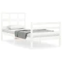 White solid wood bed frame with headboard 90x200 cm by vidaXL, Beds and slatted bases - Ref: Foro24-3194817, Price: 96,44 €, ...