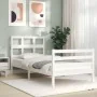 Weißer Massivholzbettrahmen mit Kopfteil 90x200 cm von vidaXL, Betten und Lattenroste - Ref: Foro24-3194817, Preis: 96,44 €, ...