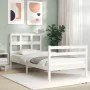 White solid wood bed frame with headboard 90x200 cm by vidaXL, Beds and slatted bases - Ref: Foro24-3194817, Price: 96,44 €, ...