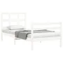 Weißer Massivholzbettrahmen mit Kopfteil 90x200 cm von vidaXL, Betten und Lattenroste - Ref: Foro24-3194817, Preis: 96,44 €, ...