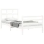 White solid wood bed frame with headboard 90x200 cm by vidaXL, Beds and slatted bases - Ref: Foro24-3194817, Price: 96,44 €, ...