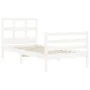 Weißer Massivholzbettrahmen mit Kopfteil 90x200 cm von vidaXL, Betten und Lattenroste - Ref: Foro24-3194817, Preis: 96,44 €, ...
