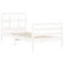 White solid wood bed frame with headboard 90x200 cm by vidaXL, Beds and slatted bases - Ref: Foro24-3194817, Price: 96,44 €, ...