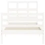 Weißer Massivholzbettrahmen mit Kopfteil 90x200 cm von vidaXL, Betten und Lattenroste - Ref: Foro24-3194817, Preis: 96,44 €, ...