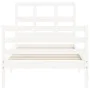 White solid wood bed frame with headboard 90x200 cm by vidaXL, Beds and slatted bases - Ref: Foro24-3194817, Price: 96,44 €, ...