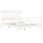 White solid wood bed frame with headboard 140x190 cm by vidaXL, Beds and slatted bases - Ref: Foro24-3195137, Price: 127,29 €...