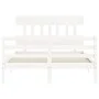 White solid wood bed frame with headboard 140x190 cm by vidaXL, Beds and slatted bases - Ref: Foro24-3195137, Price: 127,29 €...