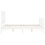 White solid wood bed frame with headboard 140x190 cm by vidaXL, Beds and slatted bases - Ref: Foro24-3195137, Price: 127,29 €...