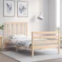 Bed frame with solid wood headboard 90x200 cm by vidaXL, Beds and slatted bases - Ref: Foro24-3193776, Price: 89,49 €, Discou...