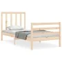 Bed frame with solid wood headboard 90x200 cm by vidaXL, Beds and slatted bases - Ref: Foro24-3193776, Price: 89,49 €, Discou...
