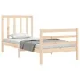 Bed frame with solid wood headboard 90x200 cm by vidaXL, Beds and slatted bases - Ref: Foro24-3193776, Price: 89,49 €, Discou...