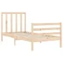 Bed frame with solid wood headboard 90x200 cm by vidaXL, Beds and slatted bases - Ref: Foro24-3193776, Price: 89,49 €, Discou...