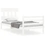 White solid wood bed frame with headboard 90x200 cm by vidaXL, Beds and slatted bases - Ref: Foro24-3195142, Price: 93,39 €, ...
