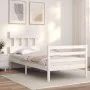 White solid wood bed frame with headboard 90x200 cm by vidaXL, Beds and slatted bases - Ref: Foro24-3195142, Price: 93,39 €, ...