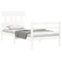 White solid wood bed frame with headboard 90x200 cm by vidaXL, Beds and slatted bases - Ref: Foro24-3195142, Price: 93,39 €, ...