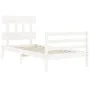 White solid wood bed frame with headboard 90x200 cm by vidaXL, Beds and slatted bases - Ref: Foro24-3195142, Price: 93,39 €, ...