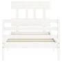 White solid wood bed frame with headboard 90x200 cm by vidaXL, Beds and slatted bases - Ref: Foro24-3195142, Price: 93,39 €, ...