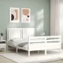 Weißer Massivholzbettrahmen mit Kopfteil 140x190 cm von vidaXL, Betten und Lattenroste - Ref: Foro24-3194747, Preis: 154,67 €...