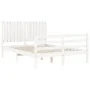 Weißer Massivholzbettrahmen mit Kopfteil 140x190 cm von vidaXL, Betten und Lattenroste - Ref: Foro24-3194747, Preis: 154,67 €...