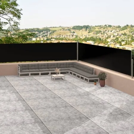 Black retractable side awning 117x1200 cm by vidaXL, Umbrellas - Ref: Foro24-318054, Price: 71,38 €, Discount: %