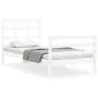 White solid wood bed frame with headboard 90x200 cm by vidaXL, Beds and slatted bases - Ref: Foro24-3193972, Price: 94,89 €, ...