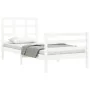 White solid wood bed frame with headboard 90x200 cm by vidaXL, Beds and slatted bases - Ref: Foro24-3193972, Price: 94,89 €, ...