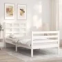 White solid wood bed frame with headboard 90x200 cm by vidaXL, Beds and slatted bases - Ref: Foro24-3193972, Price: 94,89 €, ...
