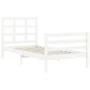 White solid wood bed frame with headboard 90x200 cm by vidaXL, Beds and slatted bases - Ref: Foro24-3193972, Price: 94,89 €, ...