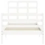White solid wood bed frame with headboard 90x200 cm by vidaXL, Beds and slatted bases - Ref: Foro24-3193972, Price: 94,89 €, ...