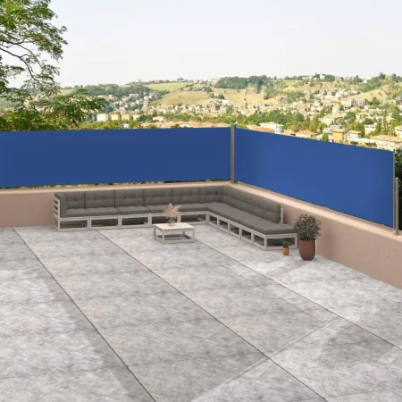 Blue retractable side awning 117x1200 cm by vidaXL, Umbrellas - Ref: Foro24-318058, Price: 78,73 €, Discount: %