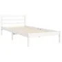 White solid wood bed frame with headboard 90x200 cm by vidaXL, Beds and slatted bases - Ref: Foro24-3193972, Price: 94,89 €, ...