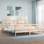 Bed frame with solid wood headboard 200x200 cm by vidaXL, Beds and slatted bases - Ref: Foro24-3194461, Price: 145,84 €, Disc...