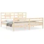 Bed frame with solid wood headboard 200x200 cm by vidaXL, Beds and slatted bases - Ref: Foro24-3194461, Price: 145,84 €, Disc...