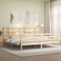 Bed frame with solid wood headboard 200x200 cm by vidaXL, Beds and slatted bases - Ref: Foro24-3194461, Price: 145,84 €, Disc...