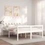 Seniorenbett Massivholz Kopfteil weiß 140x200 cm von vidaXL, Betten und Lattenroste - Ref: Foro24-3195547, Preis: 171,67 €, R...