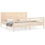 Bed frame with solid wood headboard 200x200 cm by vidaXL, Beds and slatted bases - Ref: Foro24-3194656, Price: 184,59 €, Disc...