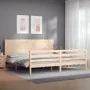 Bed frame with solid wood headboard 200x200 cm by vidaXL, Beds and slatted bases - Ref: Foro24-3194656, Price: 184,59 €, Disc...