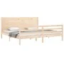 Bed frame with solid wood headboard 200x200 cm by vidaXL, Beds and slatted bases - Ref: Foro24-3194656, Price: 184,59 €, Disc...