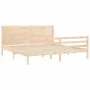 Bed frame with solid wood headboard 200x200 cm by vidaXL, Beds and slatted bases - Ref: Foro24-3194656, Price: 184,59 €, Disc...