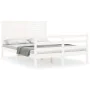White solid wood bed frame with headboard 120x200 cm by vidaXL, Beds and slatted bases - Ref: Foro24-3195022, Price: 149,42 €...