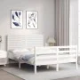 Weißer Massivholzbettrahmen mit Kopfteil 120x200 cm von vidaXL, Betten und Lattenroste - Ref: Foro24-3195022, Preis: 149,42 €...