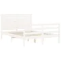 White solid wood bed frame with headboard 120x200 cm by vidaXL, Beds and slatted bases - Ref: Foro24-3195022, Price: 149,42 €...