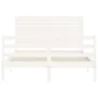 White solid wood bed frame with headboard 120x200 cm by vidaXL, Beds and slatted bases - Ref: Foro24-3195022, Price: 149,42 €...
