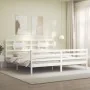 White solid wood bed frame with headboard 200x200 cm by vidaXL, Beds and slatted bases - Ref: Foro24-3194462, Price: 157,74 €...
