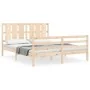Bed frame with solid wood headboard 160x200 cm by vidaXL, Beds and slatted bases - Ref: Foro24-3194126, Price: 146,79 €, Disc...